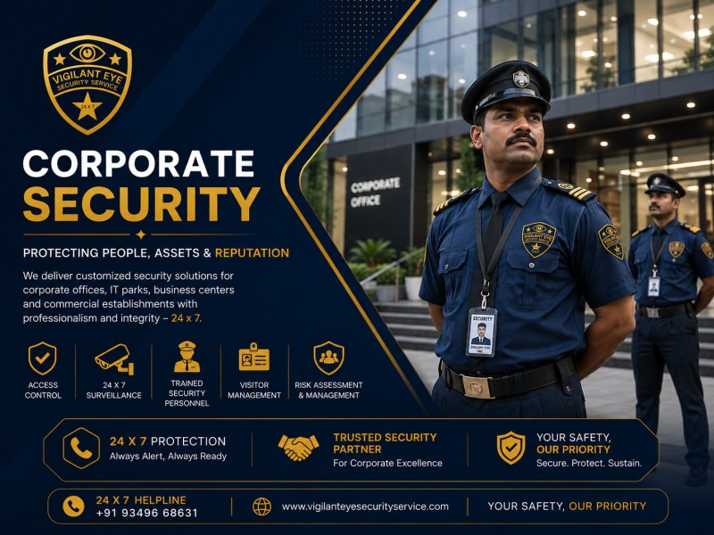 Corporate office lobby with reception security