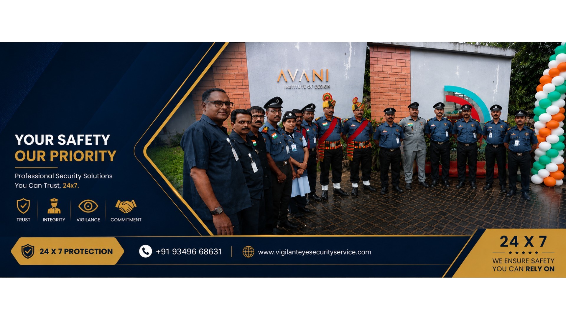 Vigilant Eye Security Service team and supervisors lined up during an Independence Day flag ceremony